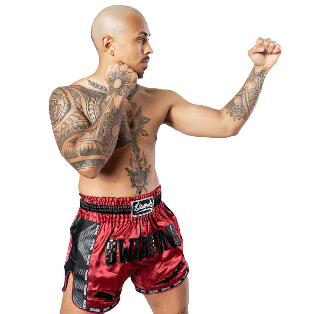 Pantaloni scurți Muay Thai 8 WEAPONS Carbon – Roșu