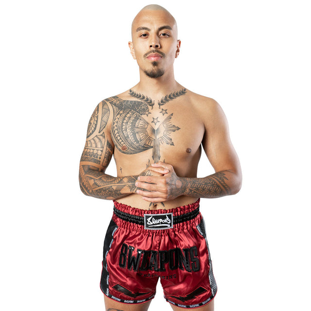 Pantaloni scurți Muay Thai 8 WEAPONS Carbon – Roșu