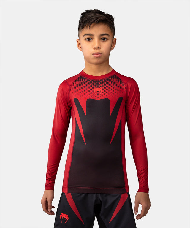 Venum Rashguard Attack Dlouhé rukávy Dětské - Černá/Červená