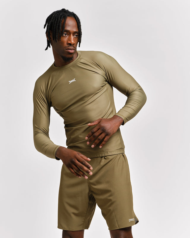 Caged Tactical Rashguard Lange Mouwen - Legergroen