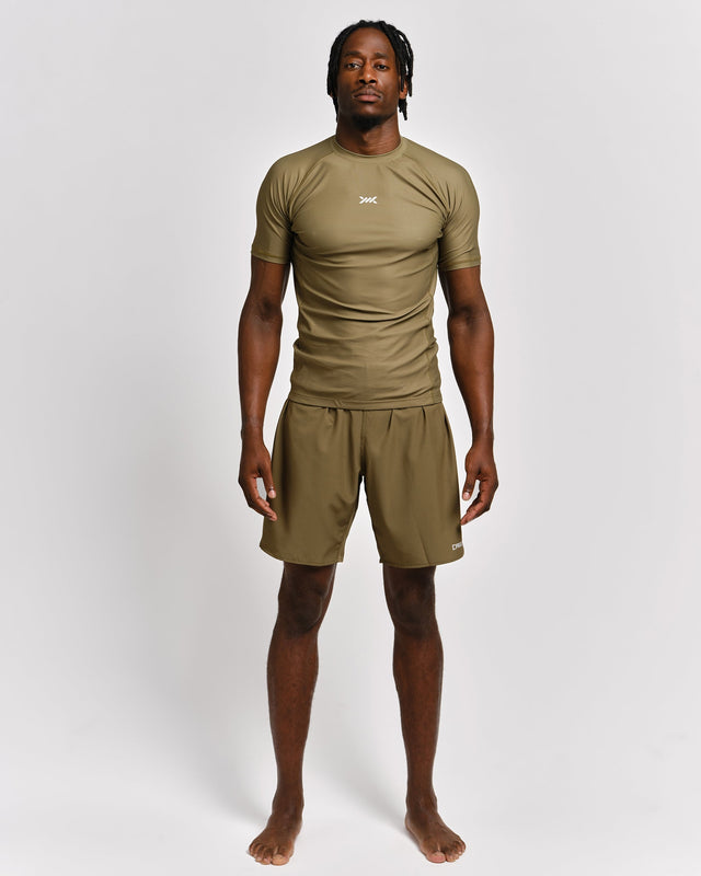Rashguard Caged Tactical Maniche Corte – Verde Militare