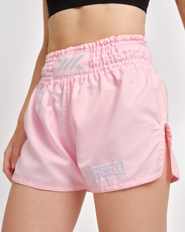 Pantaloni scurți Muay Thai Caged Classic – Roz deschis femei