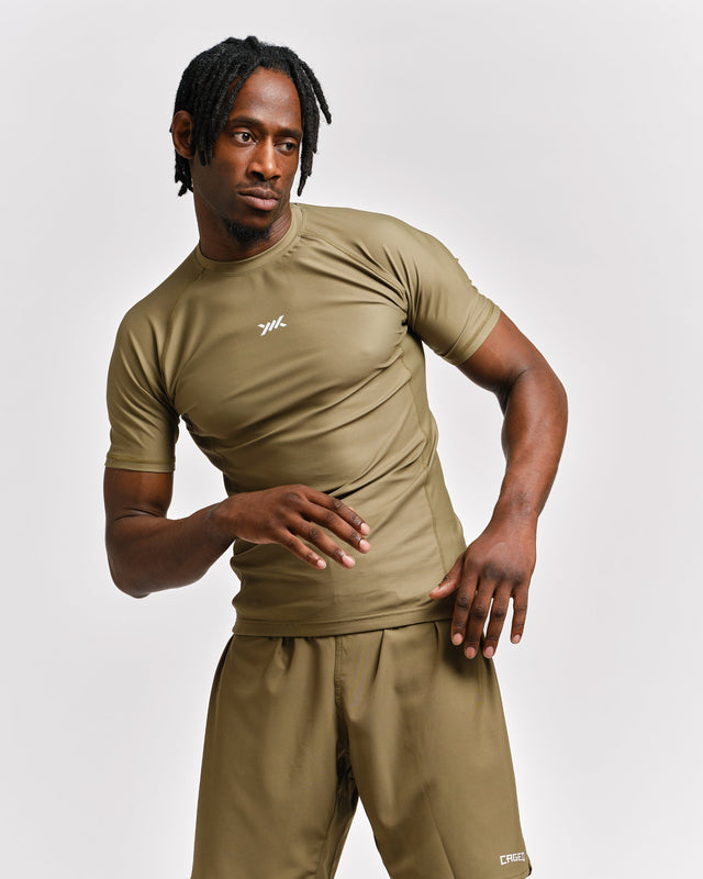 Rashguard Caged Tactical Maniche Corte – Verde Militare