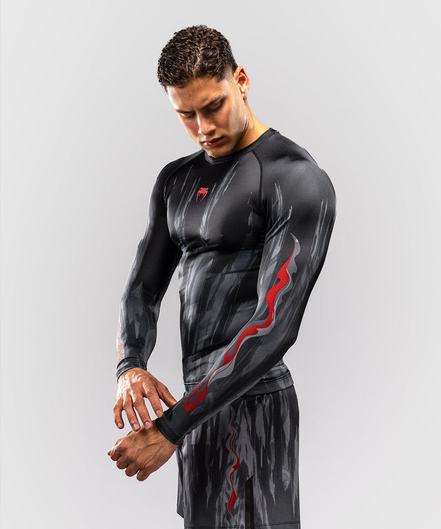 Venum Rashguard Demon Lange Mouwen - Schwarz/Grau