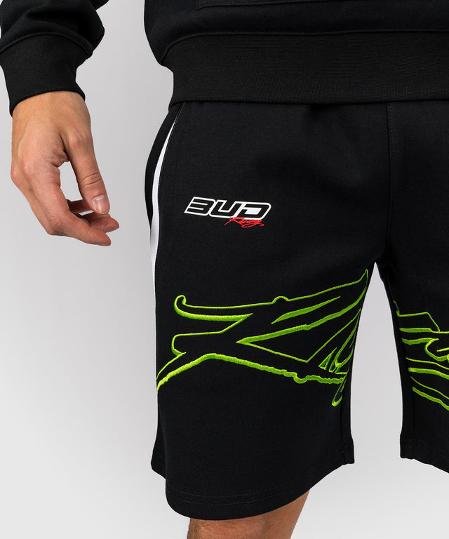 Calções Venum x Bud Racing – Preto/Branco/Verde-limão