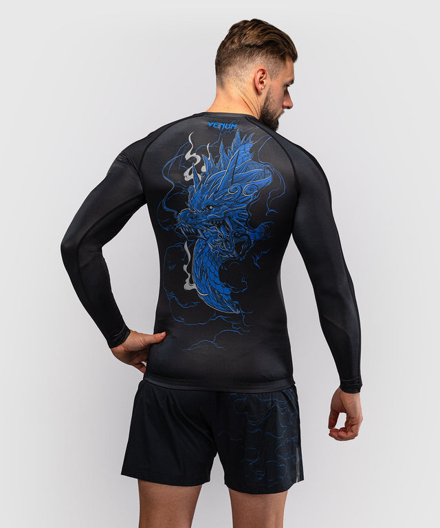 Venum Rashguard Thunder Dragon Lange Mouwen - Zwart/Koningsblauw