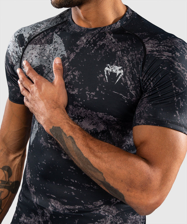 Venum Rashguard Rage & Workout Kurzarm – Schwarz/Grau