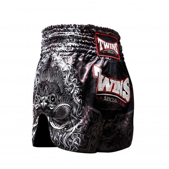 Pantaloncini Muay Thai Twins TTBL Rangda – Nero/Grigio