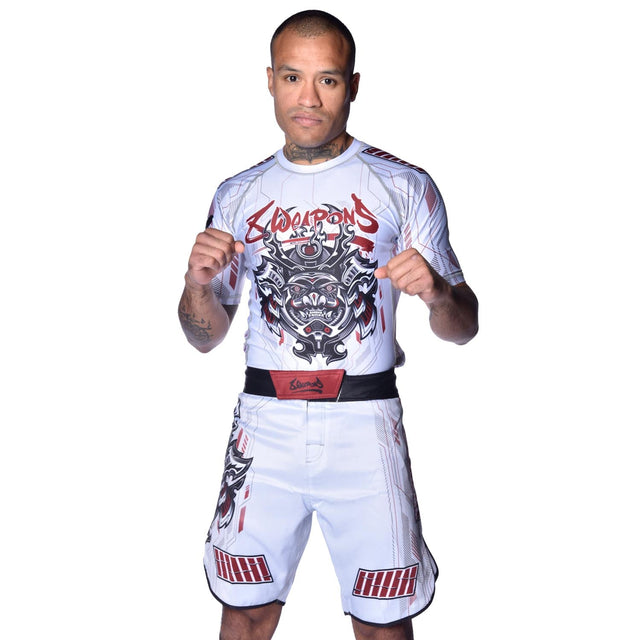 Pantaloni scurți MMA 8 WEAPONS Samurai 2.0 – Alb/Roșu