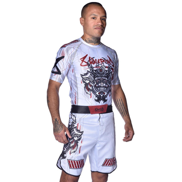 Pantaloni scurți MMA 8 WEAPONS Samurai 2.0 – Alb/Roșu