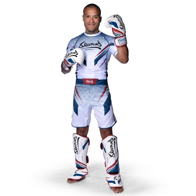 Pantalones de MMA 8 WEAPONS Shift – Blanco/Azul marino/Rojo
