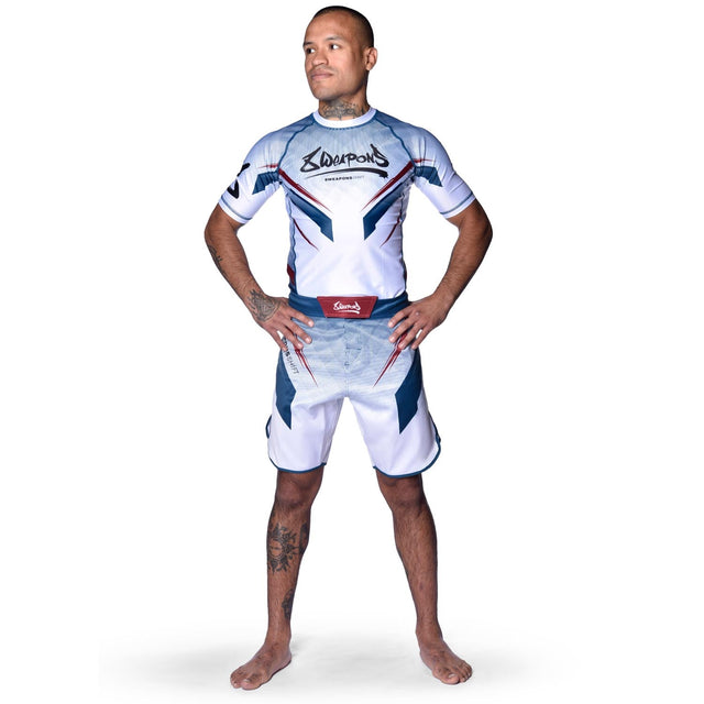 8 WEAPONS Rashguard Shift – Vit/Marinblå/Röd