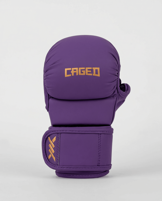 Luvas de sparring MMA Caged Shadow – Roxo/Ouro