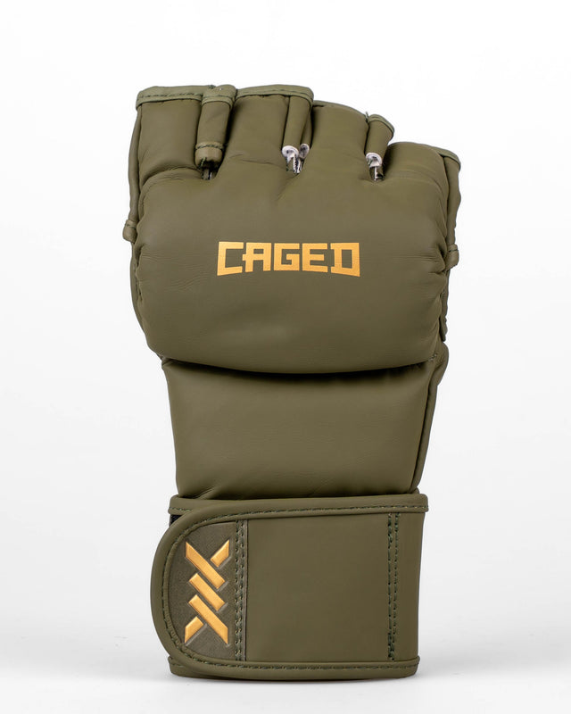 Guantes de MMA Caged Shadow – Caqui/Oro