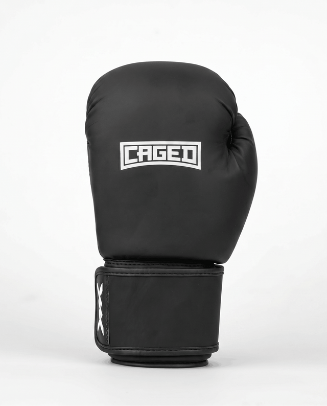Gants de boxe Caged Shadow – Noir mat/Blanc