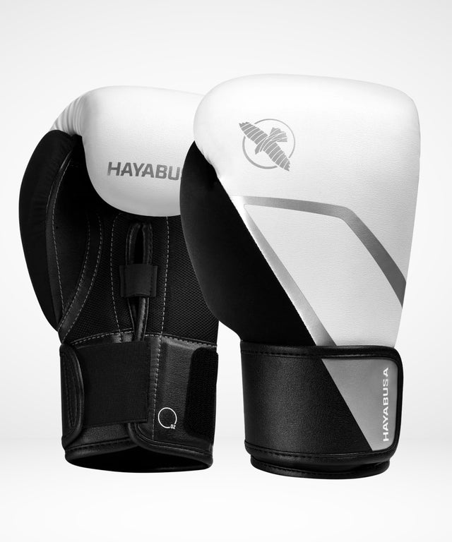Hayabusa Boxhandschuhe E1 – Weiß/Schwarz/Silber