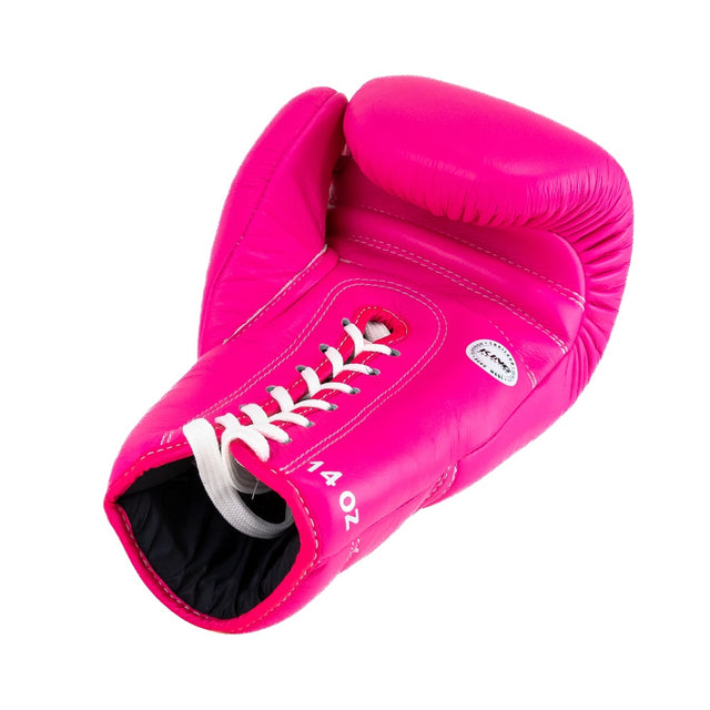 King Pro Boxing Boxningshandskar XK med snörslutsning – Rosa/Vit