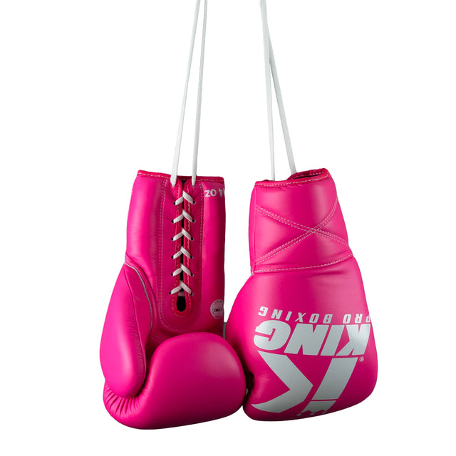 King Pro Boxing Boxningshandskar XK med snörslutsning – Rosa/Vit