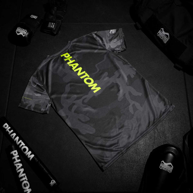 Tréninkové tričko Phantom Athletics EVO Neon – Černá Camo/Neon