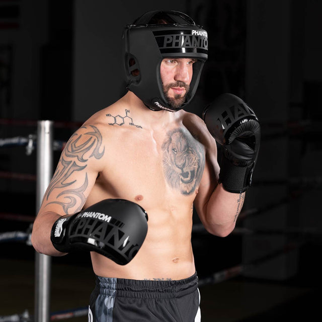 Phantom Athletics Head Guard Apex Open Face – Black