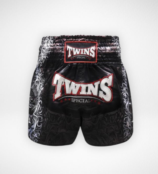 Pantaloncini Muay Thai Twins TTBL Rangda – Nero/Grigio
