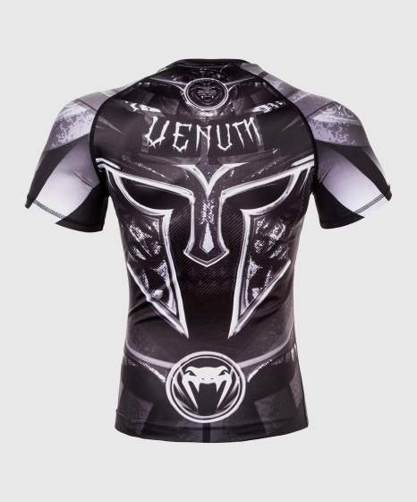 Rashguard Venum Gladiator 3.0 Mâneci Scurte – Negru/Gri/Alb