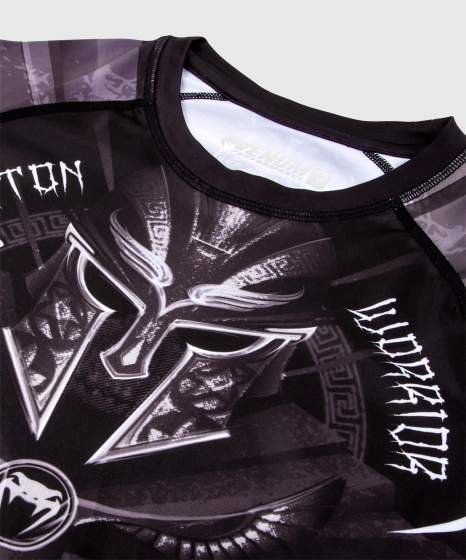 Rashguard Venum Gladiator 3.0 Mâneci Scurte – Negru/Gri/Alb