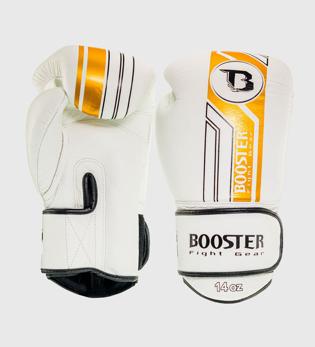 Luvas de boxe Booster – Branco/Ouro – Luvas de boxe