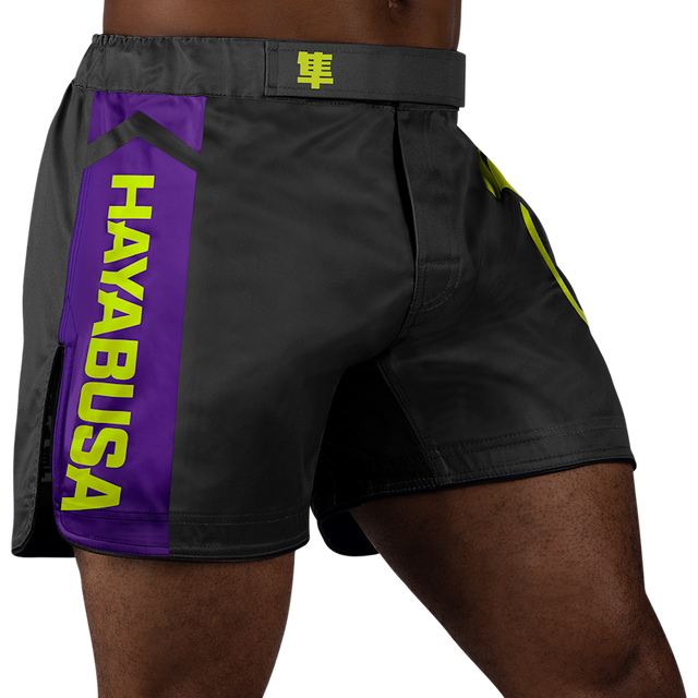 Hayabusa MMA Shorts Icon - Sort/Neon