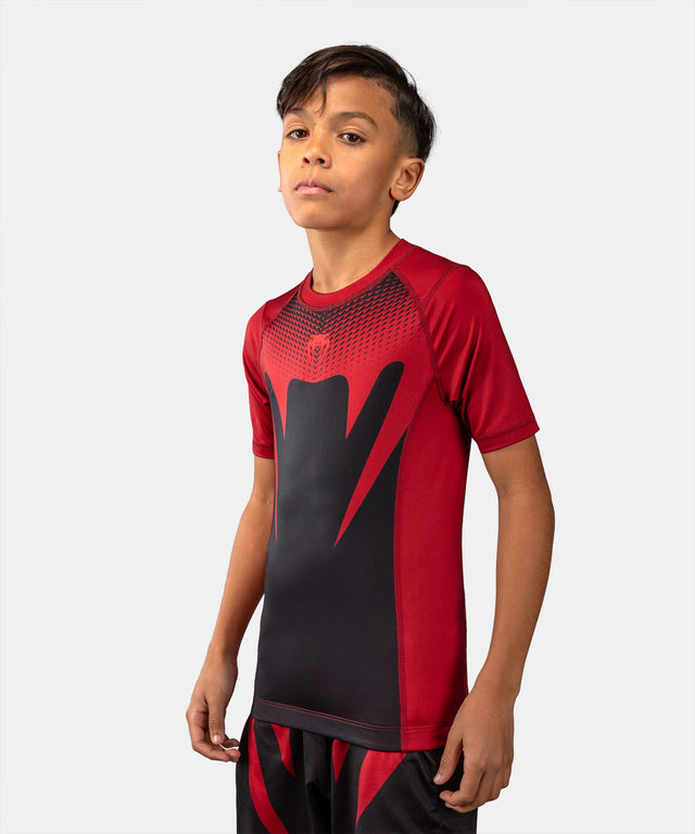 Venum Rashguard Attack Korta ärmar barn - Svart/Röd