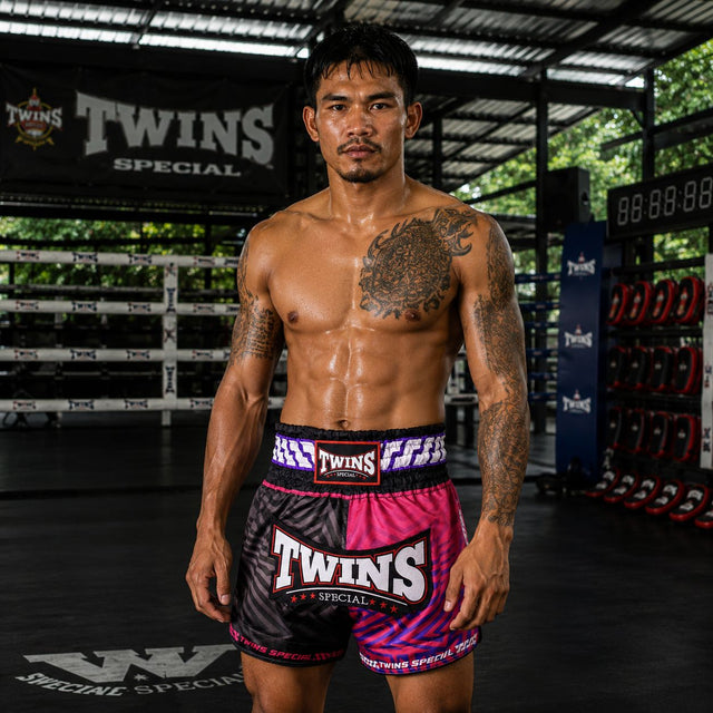 Spodenki Muay Thai Twins TTBL Maze – Różowe