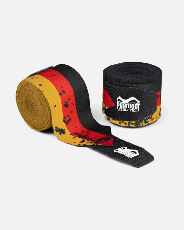 Boxerské bandáže Phantom Athletics – Černé/Červené/Zlaté