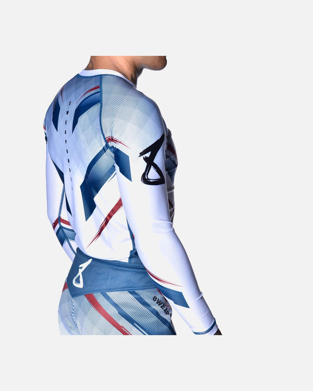 8 WEAPONS Rashguard Shift – Vit/Marinblå/Röd