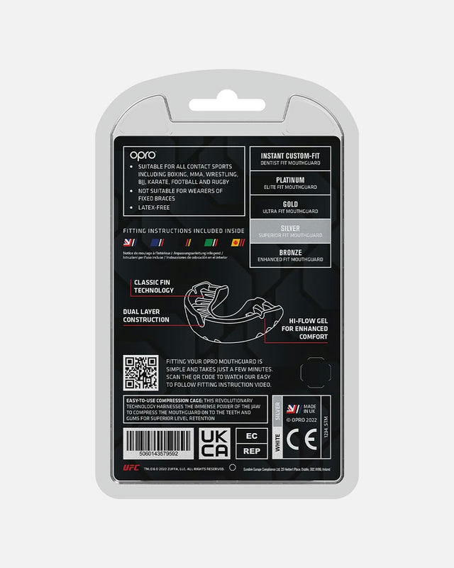 Protector bucal OPRO Silver – Negro/Rojo