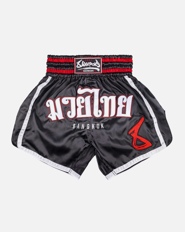 8 WEAPONS Muay-Thai-Shorts Bangkok – Schwarz/Weiß