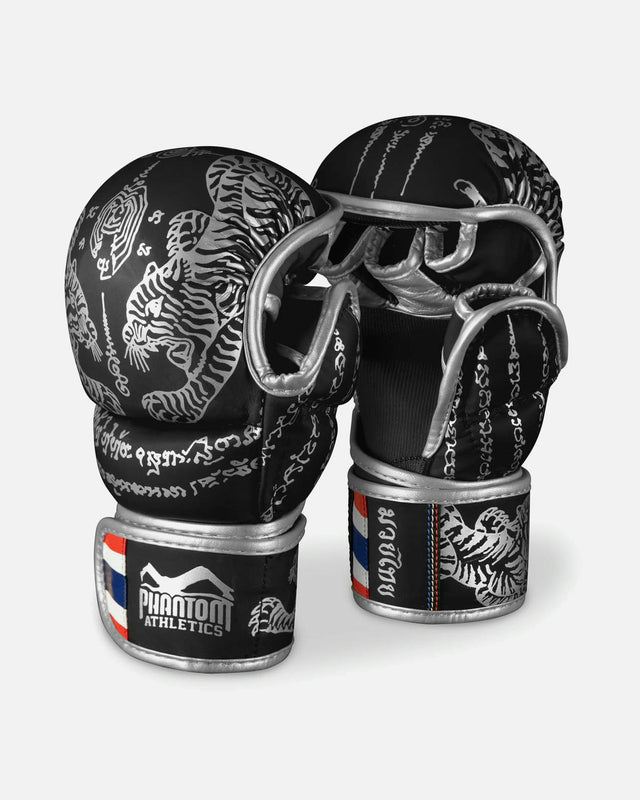 Phantom Athletics MMA rukavice sparingové Muay Thai – Černé/Stříbrné