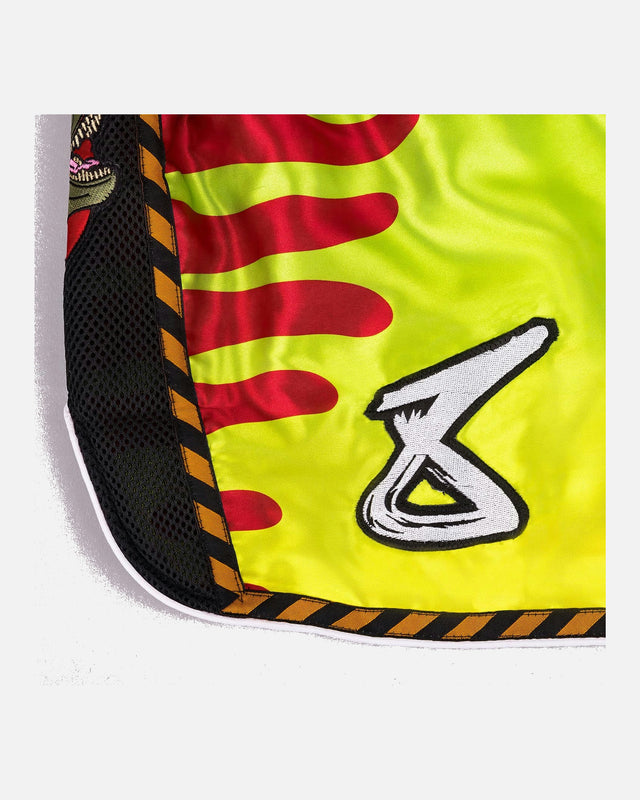 8 WEAPONS Muay Thai-shorts Jurassic – Neon grön/blodröd