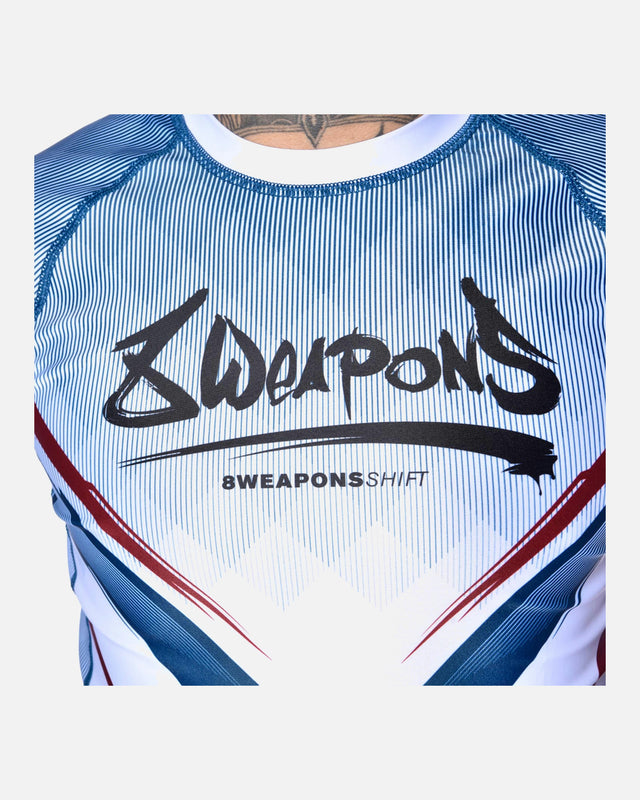 8 WEAPONS Rashguard Shift – Vit/Marinblå/Röd