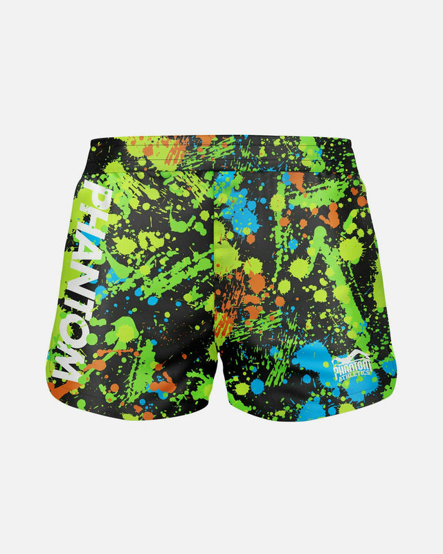 Phantom Athletics MMA-Shorts Fusion Splatter – Schwarz/Neon