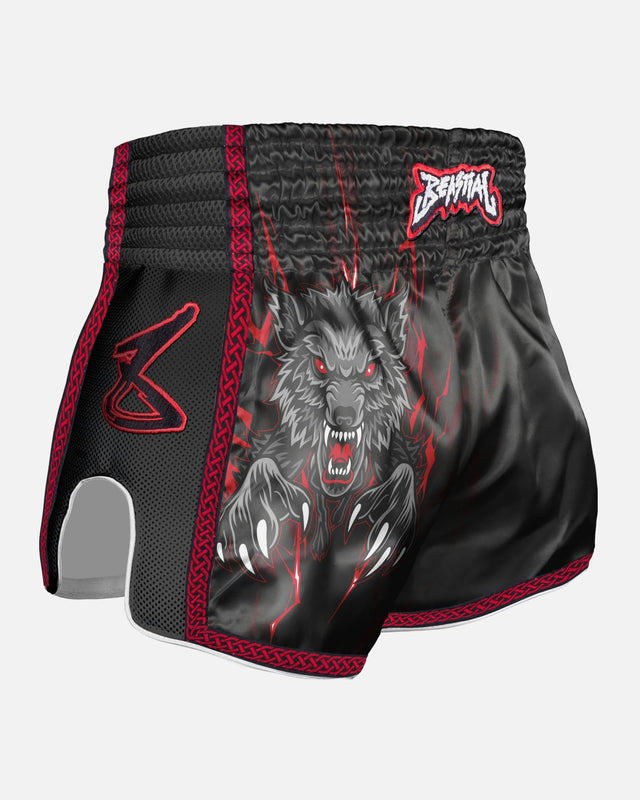 Pantaloncini Muay Thai 8 WEAPONS Beastial Wolf – Nero/Rosso
