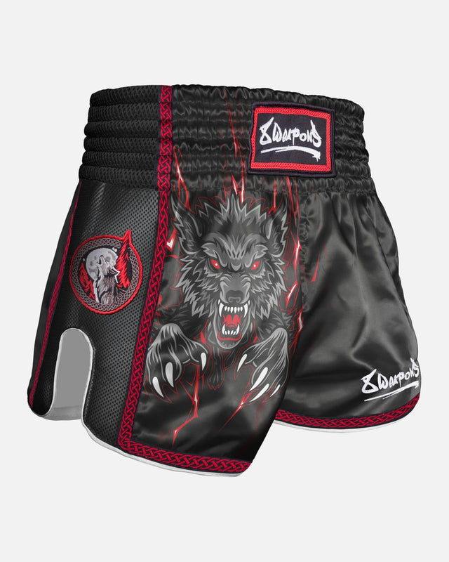 Pantaloncini Muay Thai 8 WEAPONS Beastial Wolf – Nero/Rosso