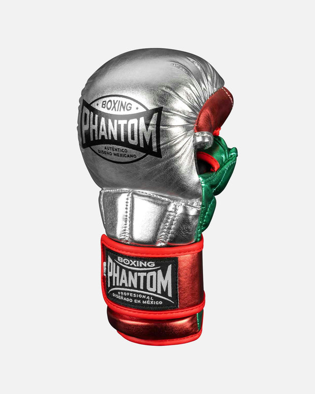 MMA rukavice Phantom Athletics Mexico – Stříbrná/Zelená/Červená