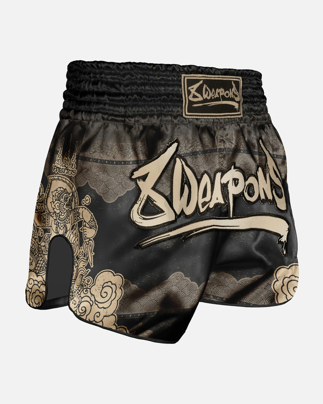 Pantaloncini Muay Thai 8 WEAPONS Hanuman – Nero/Oro