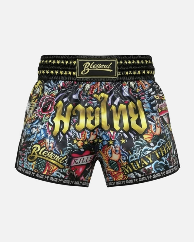 Pantaloni scurți Muay Thai Blegend Legend – Negru