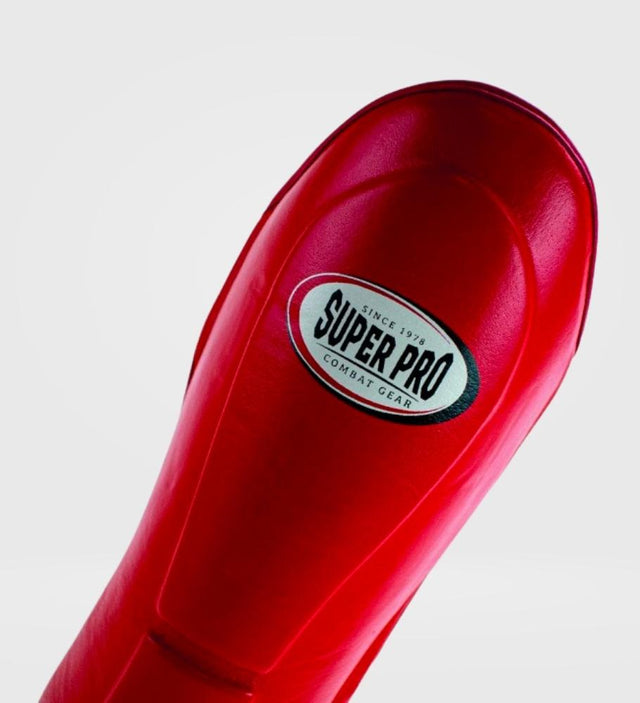 Espinilleras Super Pro Kickboks Thai Pro Piel – Rojo