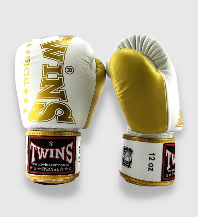 Luvas de boxe Twins BGVL 8 – Branco/Ouro – Luvas de boxe