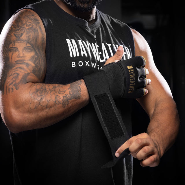 Hayabusa x Mayweather Inderhandsker Deluxe Quick Wraps - Sort/Guld