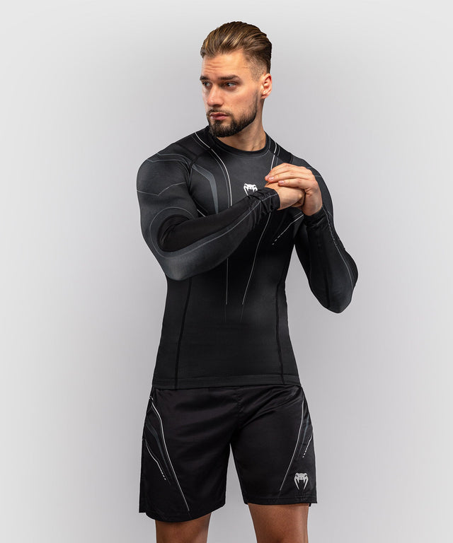 Rashguard Venum Streamline manches longues – Noir/Blanc