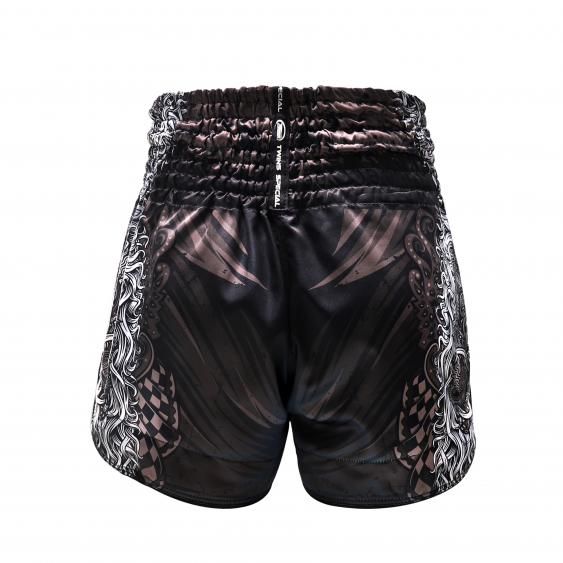 Pantaloncini Muay Thai Twins TTBL Rangda – Nero/Grigio