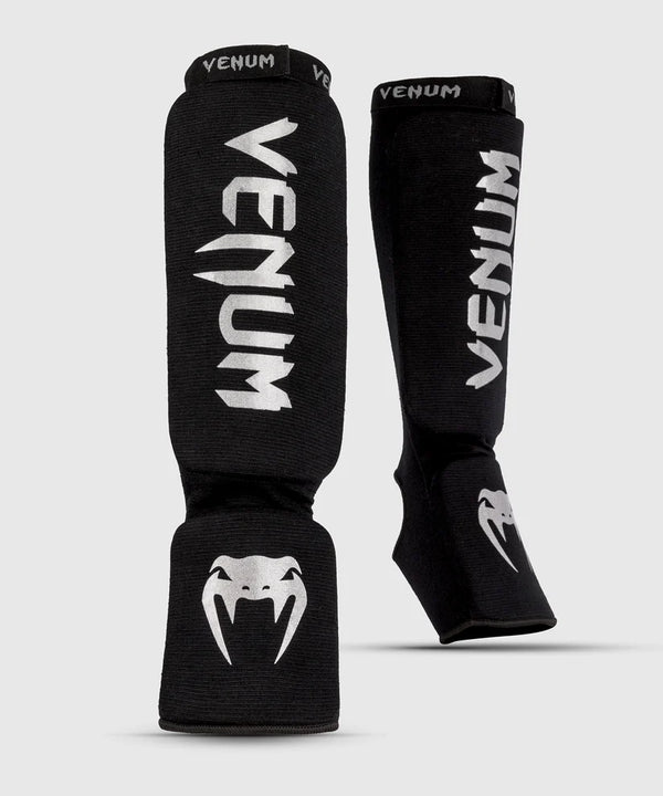 Venum Kickboxing Shin Guards Contact - Black/Silver
